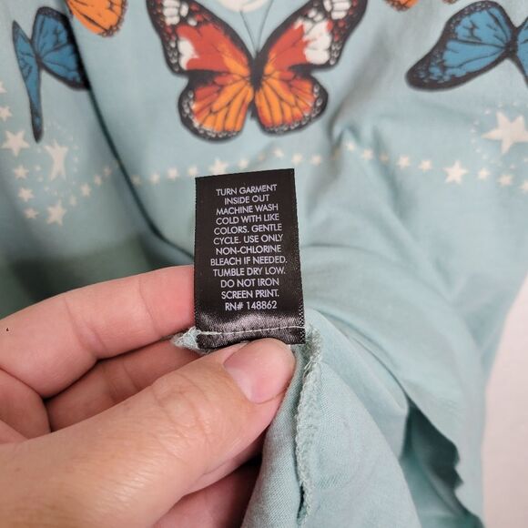 Torrid Size 4X Light Blue Butterflies Oversized Fit Heritage Jersey Tunic Tee - Picture 7 of 9